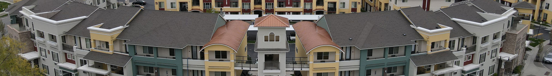 Aerial shot of colorful apartment complex video in Central Washington