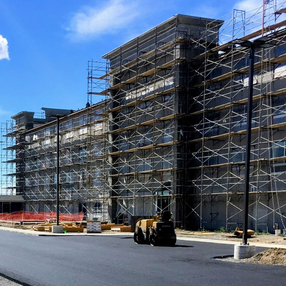 Construction site scaffolding